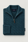 Ashford Merino Cable Quarter Zip Teal
